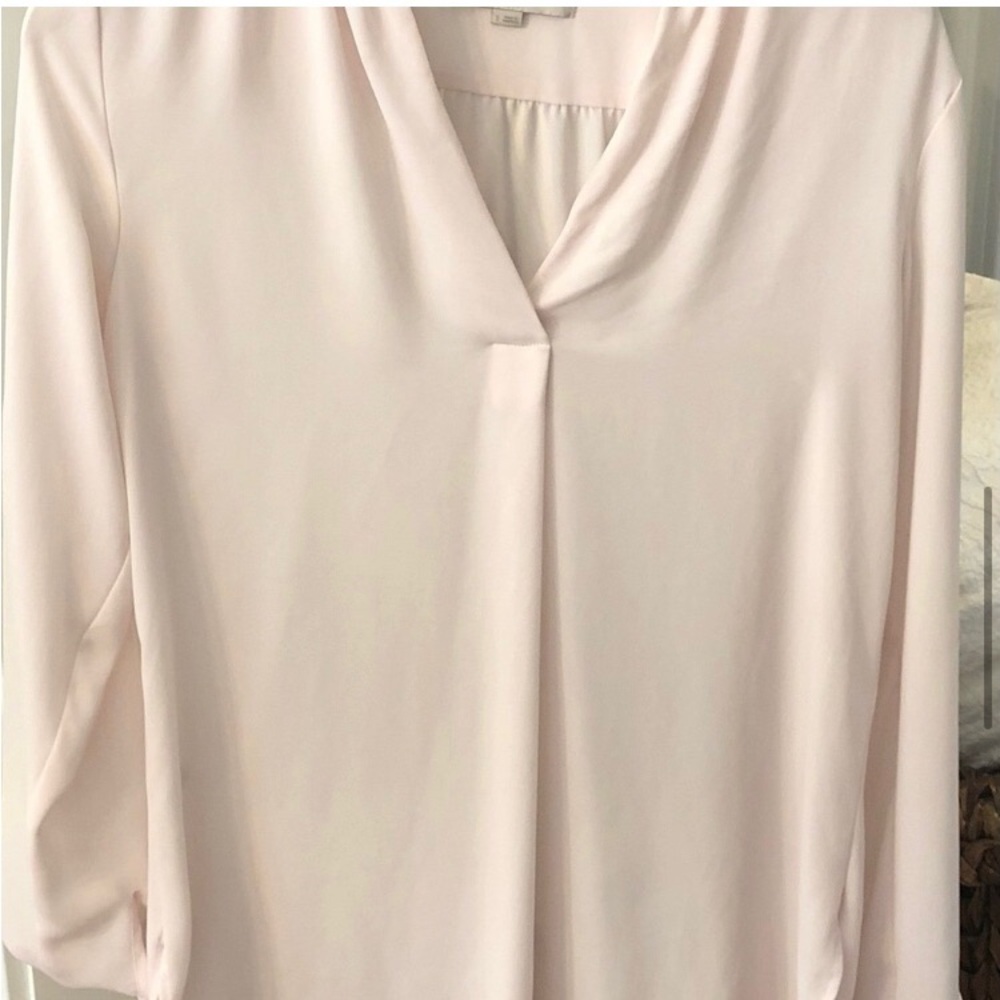 LOFT Blush Pink Long Sleeve V-Neck Relaxed Blouse - Picture 5 of 8